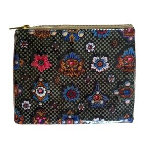 Mademoiselle Niquea.d Medium-Sized Floral Patterned Zip Pouch with Gold Zipper